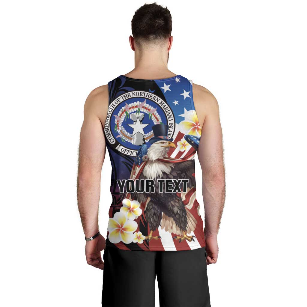 Personalized Northern Mariana Islands 4th of July Men Tank Top Plumeria USA Eagle