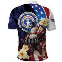 Personalized Northern Mariana Islands 4th of July Polo Shirt Plumeria USA Eagle