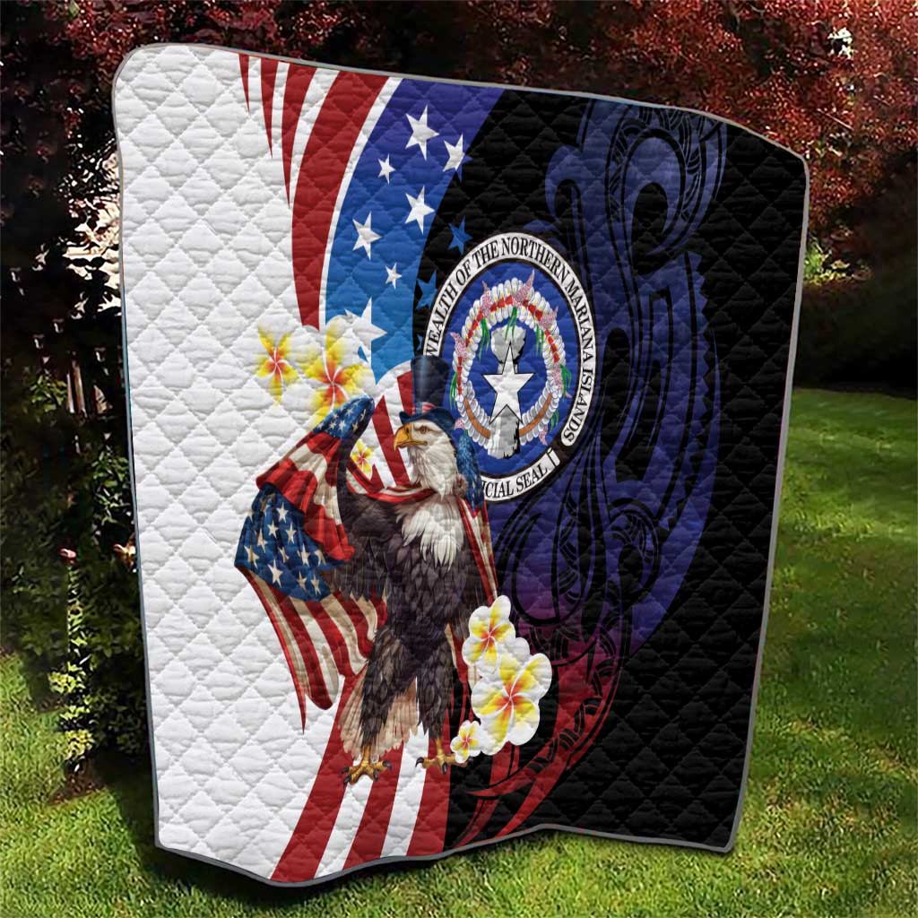 Northern Mariana Islands 4th of July Quilt Plumeria USA Eagle