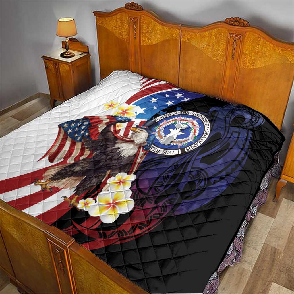 Northern Mariana Islands 4th of July Quilt Plumeria USA Eagle