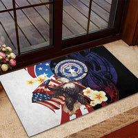 Northern Mariana Islands 4th of July Rubber Doormat Plumeria USA Eagle