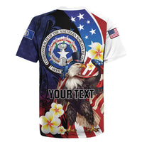 Personalized Northern Mariana Islands 4th of July Rugby Jersey Plumeria USA Eagle