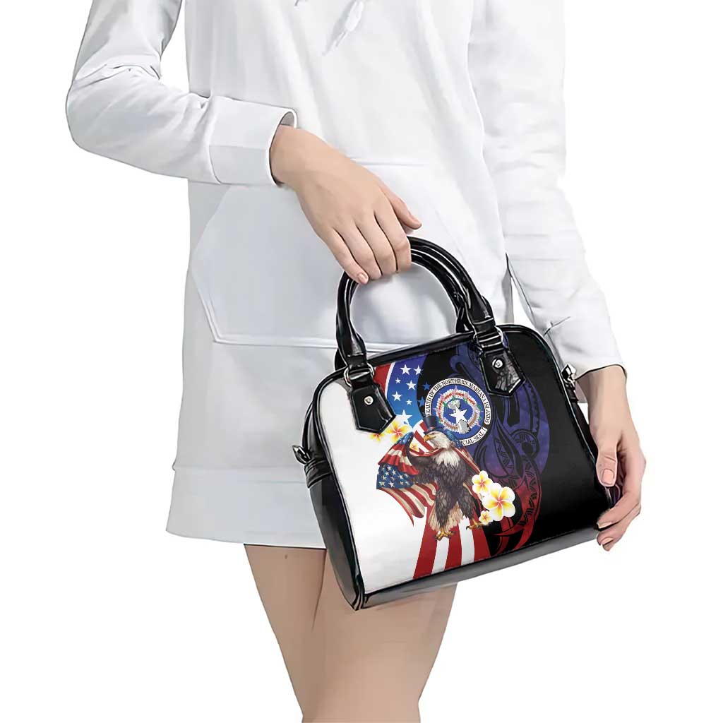 Northern Mariana Islands 4th of July Shoulder Handbag Plumeria USA Eagle