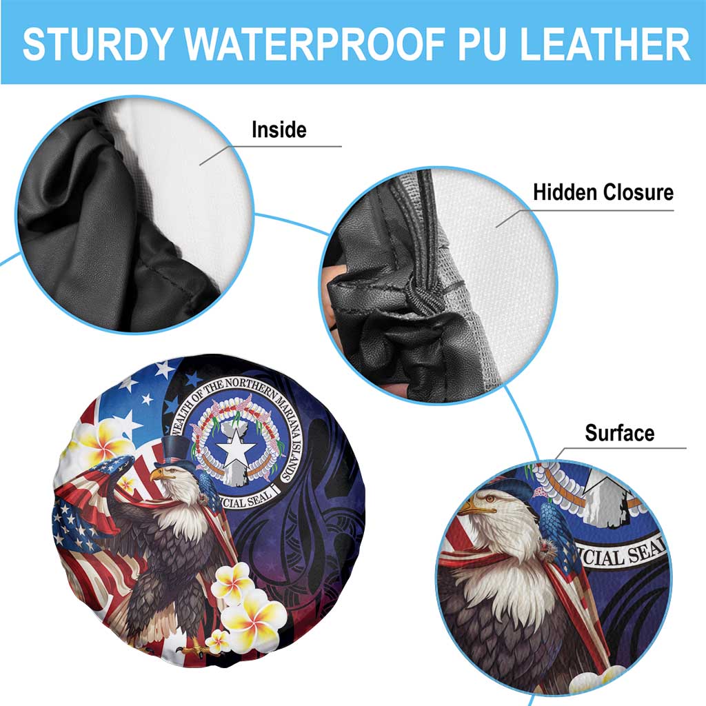 Northern Mariana Islands 4th of July Spare Tire Cover Plumeria USA Eagle