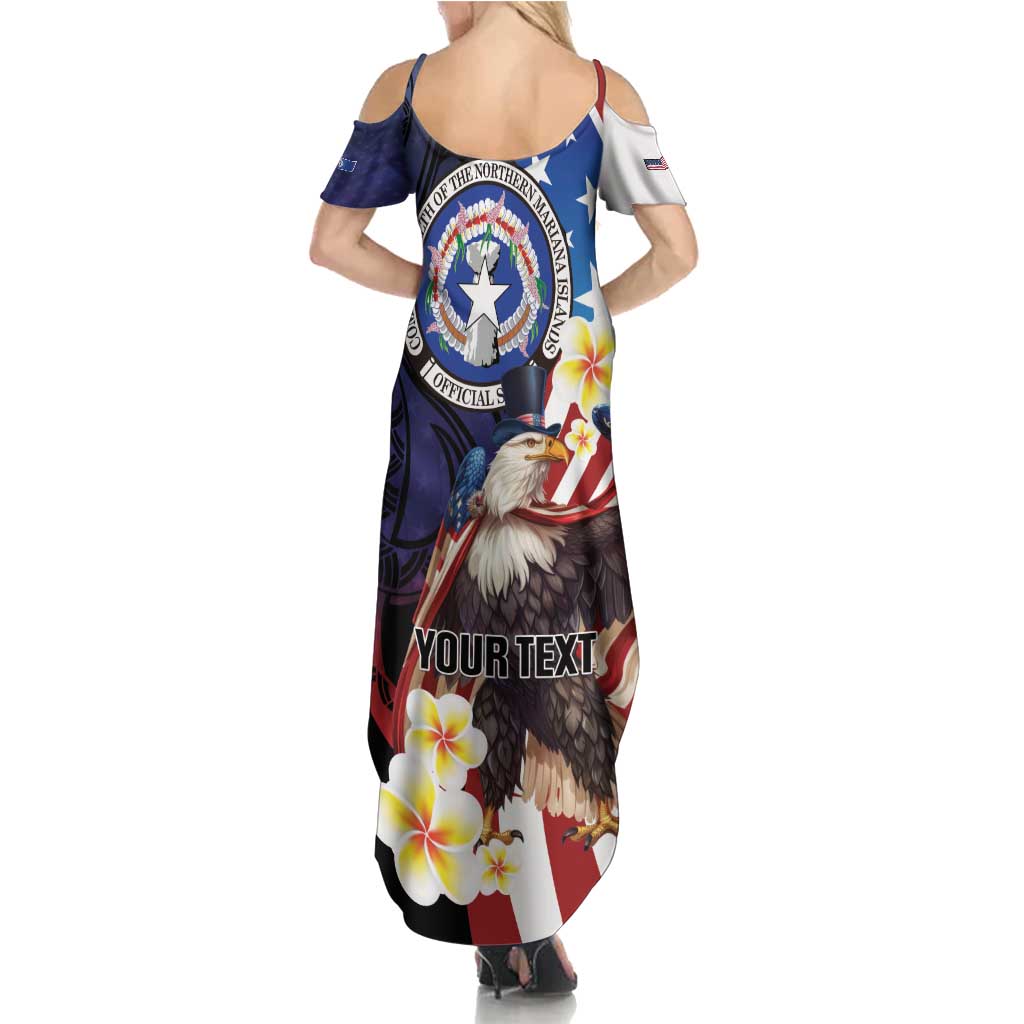 Personalized Northern Mariana Islands 4th of July Summer Maxi Dress Plumeria USA Eagle