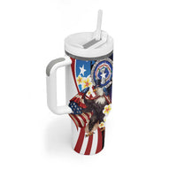 Personalized Northern Mariana Islands 4th of July Tumbler With Handle Plumeria USA Eagle