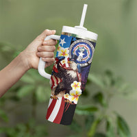 Personalized Northern Mariana Islands 4th of July Tumbler With Handle Plumeria USA Eagle