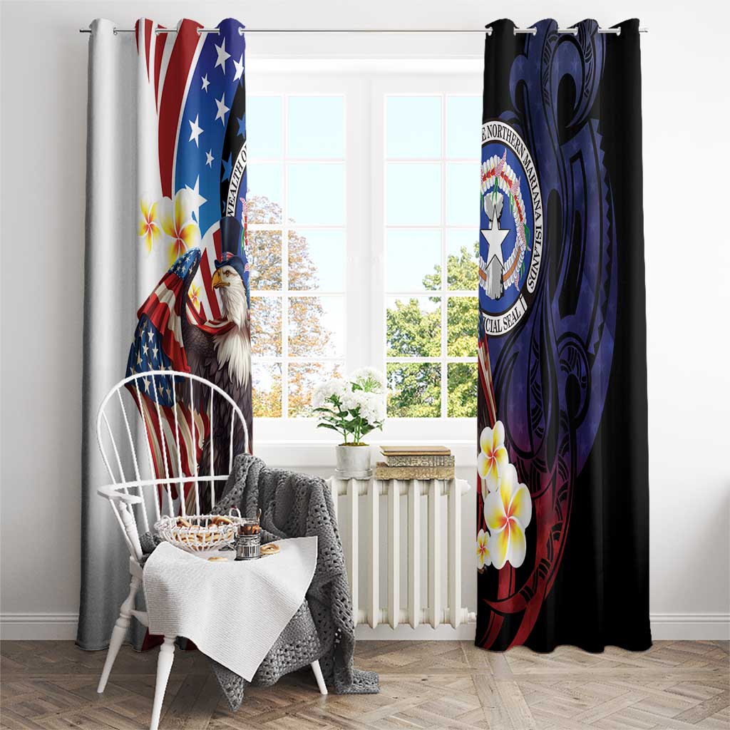 Northern Mariana Islands 4th of July Window Curtain Plumeria USA Eagle