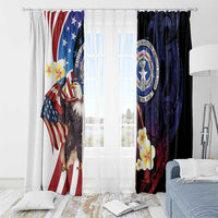 Northern Mariana Islands 4th of July Window Curtain Plumeria USA Eagle