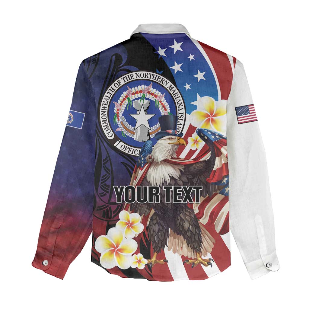 Personalized Northern Mariana Islands 4th of July Women Casual Shirt Plumeria USA Eagle