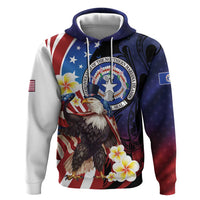Personalized Northern Mariana Islands 4th of July Zip Hoodie Plumeria USA Eagle