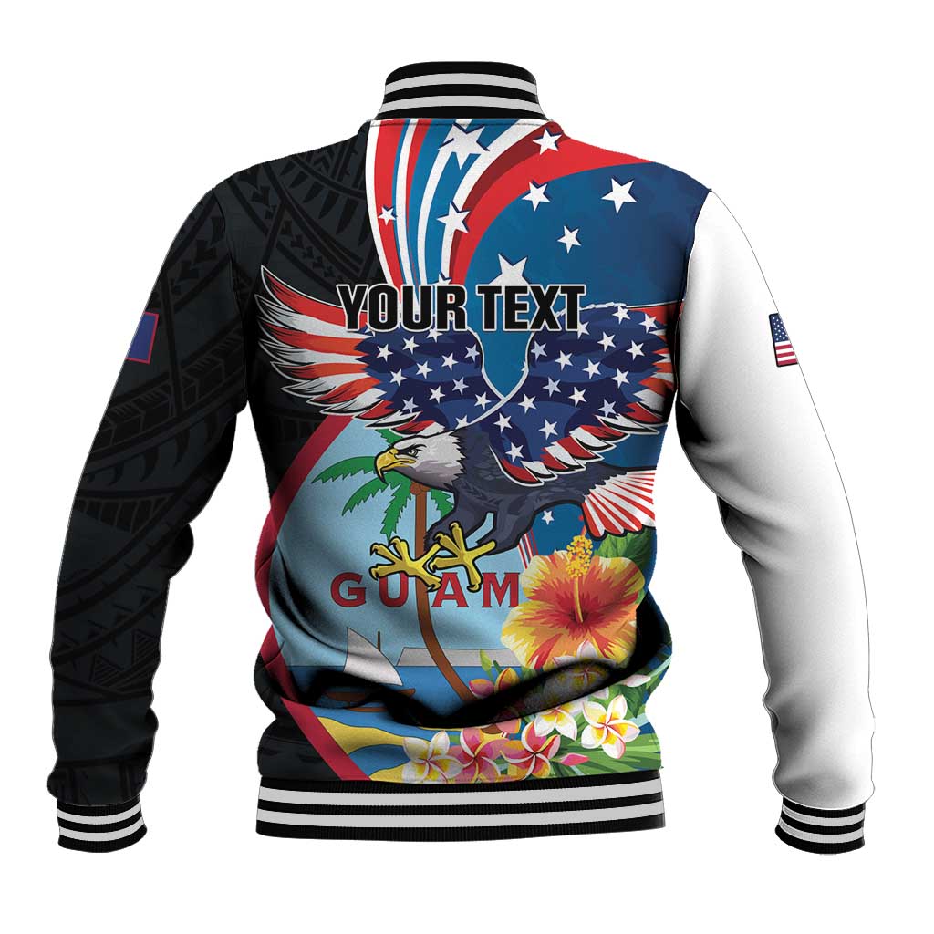 Personalized Guam Fourth of July Baseball Jacket Tropical Flowers