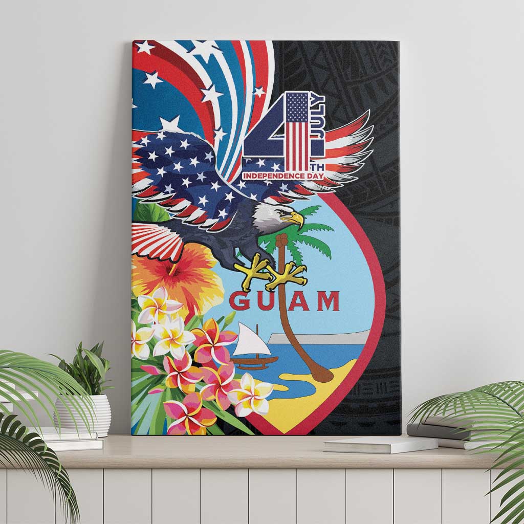 Guam Fourth of July Canvas Wall Art Tropical Flowers