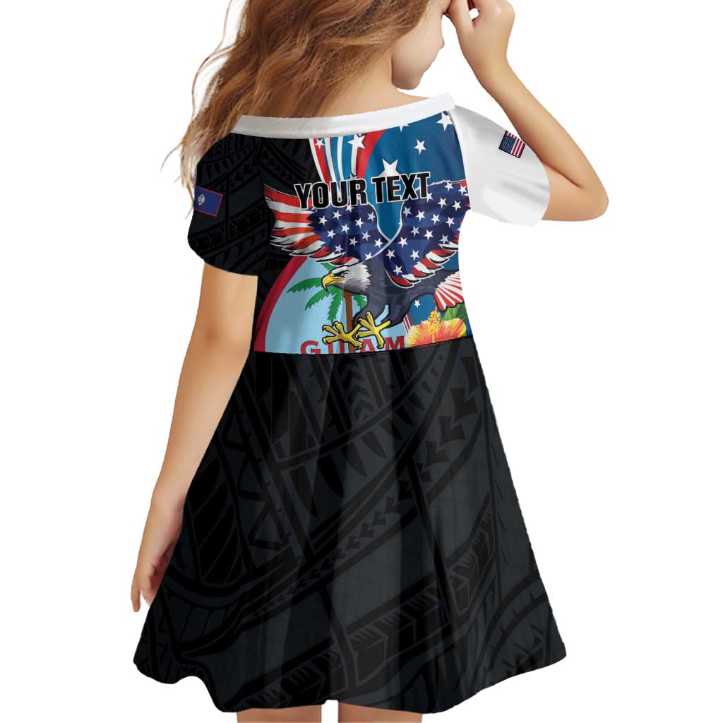 Personalized Guam Fourth of July Family Matching Off Shoulder Short Dress and Hawaiian Shirt Tropical Flowers