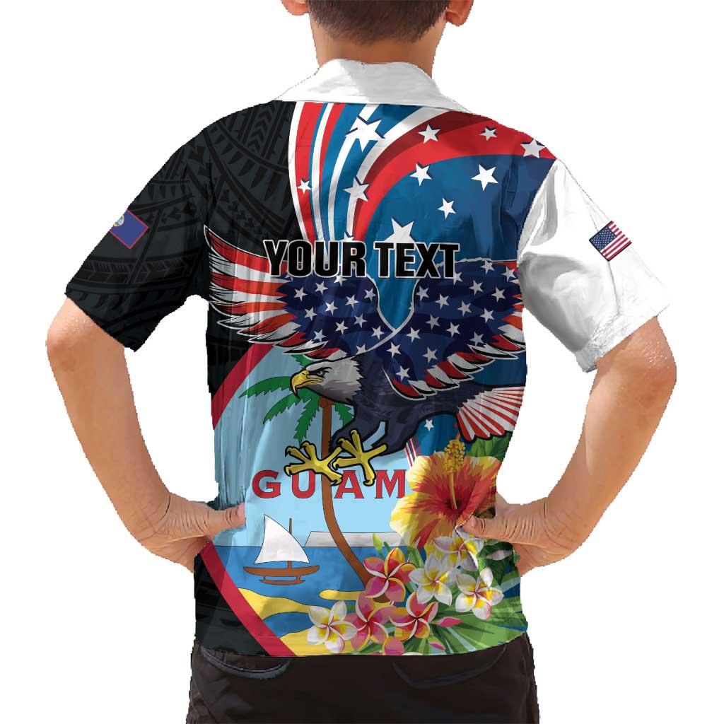 Personalized Guam Fourth of July Family Matching Puletasi and Hawaiian Shirt Tropical Flowers
