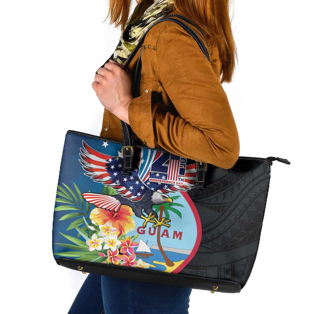 Guam Fourth of July Leather Tote Bag Tropical Flowers