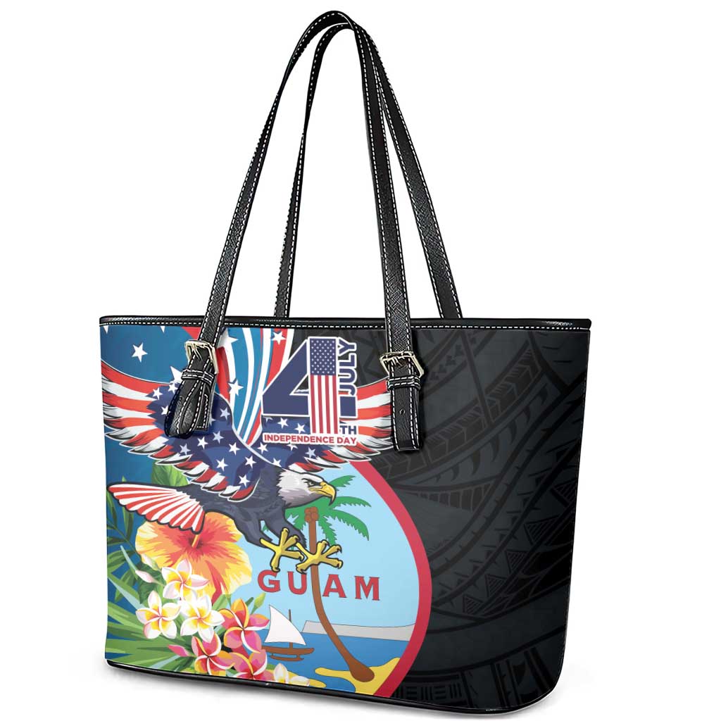 Guam Fourth of July Leather Tote Bag Tropical Flowers
