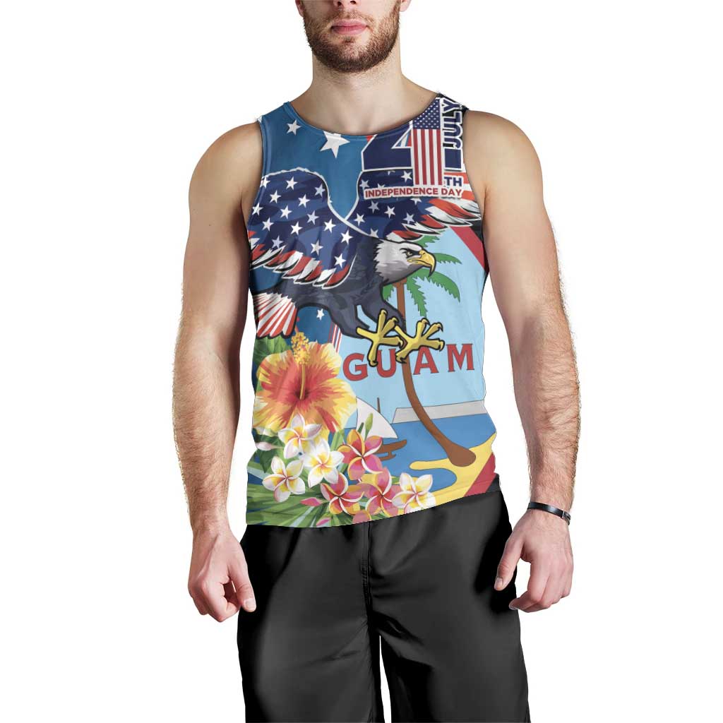 Personalized Guam Fourth of July Men Tank Top Tropical Flowers