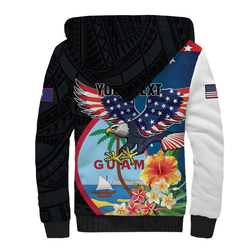 Personalized Guam Fourth of July Sherpa Hoodie Tropical Flowers LT01 - Polynesian Pride