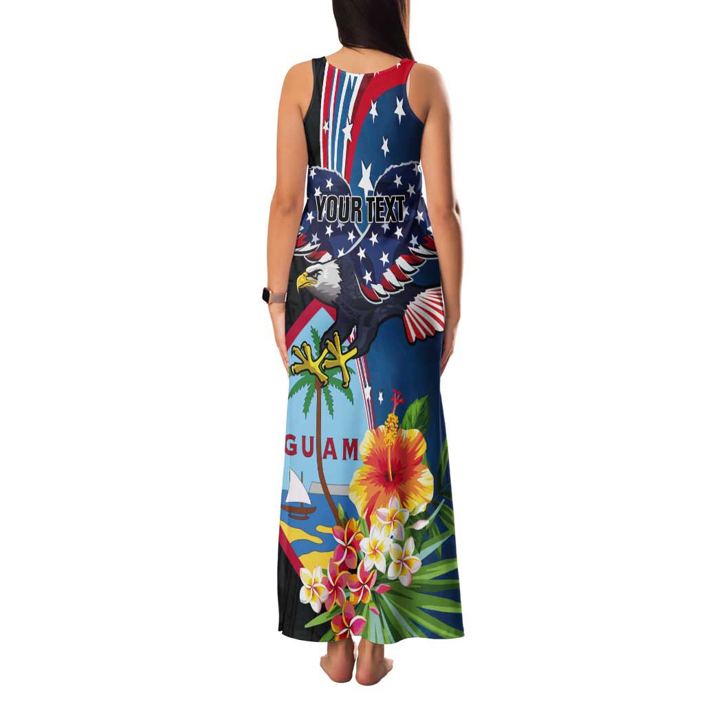Personalized Guam Fourth of July Tank Maxi Dress Tropical Flowers