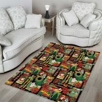 Hawaiian Santa Christmas Pattern Area Rug Black Version - Polynesian Pride