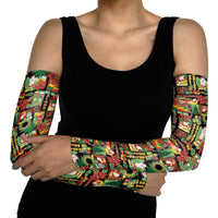Hawaiian Santa Christmas Pattern Arm Sleeves Black Version LT01 - Polynesian Pride