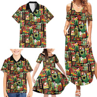 Hawaiian Santa Christmas Pattern Family Matching Summer Maxi Dress and Hawaiian Shirt Black Version - Polynesian Pride