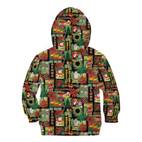 Hawaiian Santa Christmas Pattern Kid Hoodie Black Version - Polynesian Pride