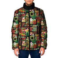 Hawaiian Santa Christmas Pattern Padded Jacket Black Version - Polynesian Pride