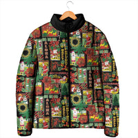 Hawaiian Santa Christmas Pattern Padded Jacket Black Version - Polynesian Pride