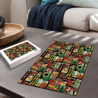 Hawaiian Santa Christmas Pattern Puzzle Black Version - Polynesian Pride