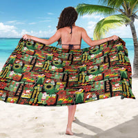 Hawaiian Santa Christmas Pattern Sarong Black Version - Polynesian Pride