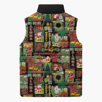 Hawaiian Santa Christmas Pattern Sleeveless Puffer Jacket Black Version - Polynesian Pride
