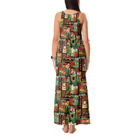 Hawaiian Santa Christmas Pattern Tank Maxi Dress Black Version - Polynesian Pride