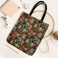 Hawaiian Santa Christmas Pattern Tote Bag Black Version - Polynesian Pride