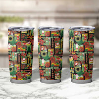 Hawaiian Santa Christmas Pattern Tumbler Cup Black Version - Polynesian Pride
