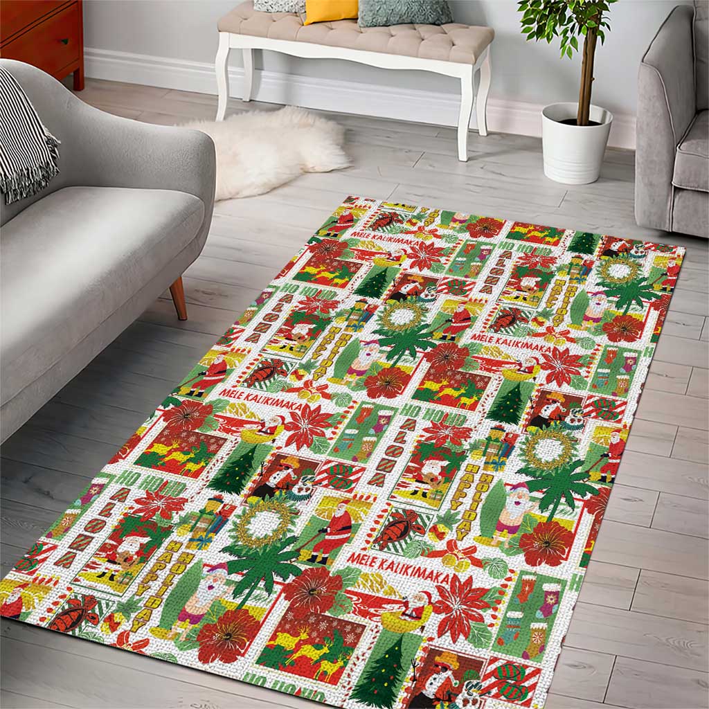 Hawaiian Santa Christmas Pattern Area Rug White Version - Polynesian Pride