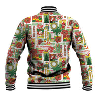 Hawaiian Santa Christmas Pattern Baseball Jacket White Version - Polynesian Pride