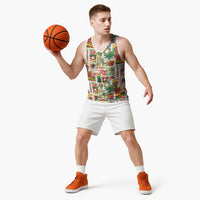 Hawaiian Santa Christmas Pattern Basketball Jersey White Version - Polynesian Pride
