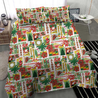 Hawaiian Santa Christmas Pattern Bedding Set White Version - Polynesian Pride
