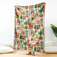 Hawaiian Santa Christmas Pattern Blanket White Version - Polynesian Pride