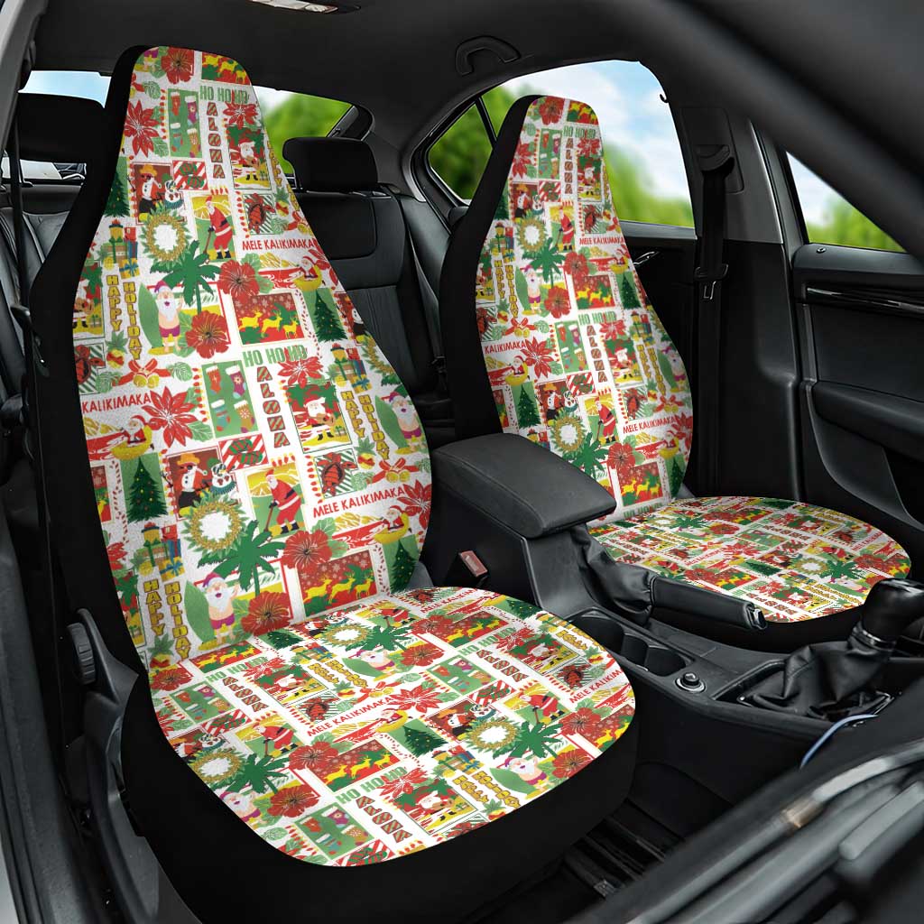 Hawaiian Santa Christmas Pattern Car Seat Cover White Version - Polynesian Pride
