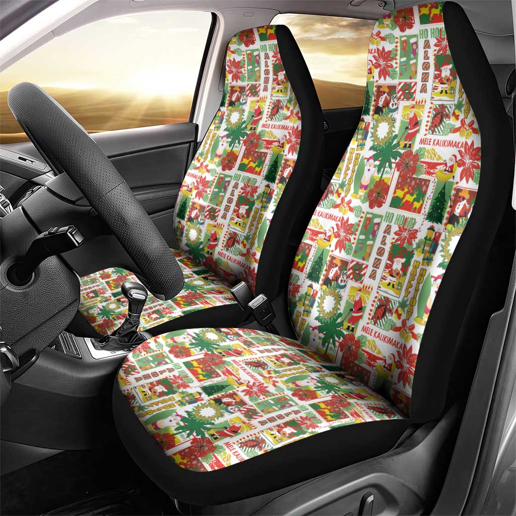 Hawaiian Santa Christmas Pattern Car Seat Cover White Version - Polynesian Pride