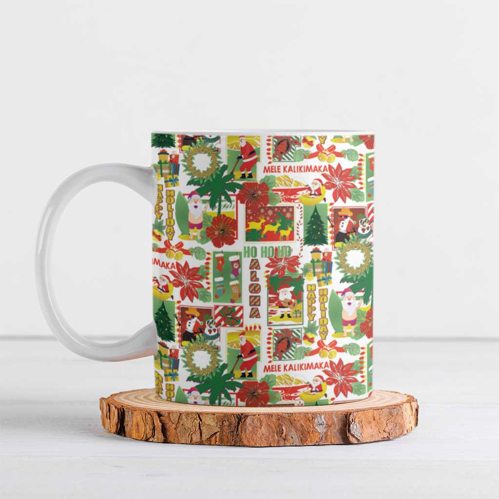 Hawaiian Santa Christmas Pattern Ceramic Mug White Version - Polynesian Pride