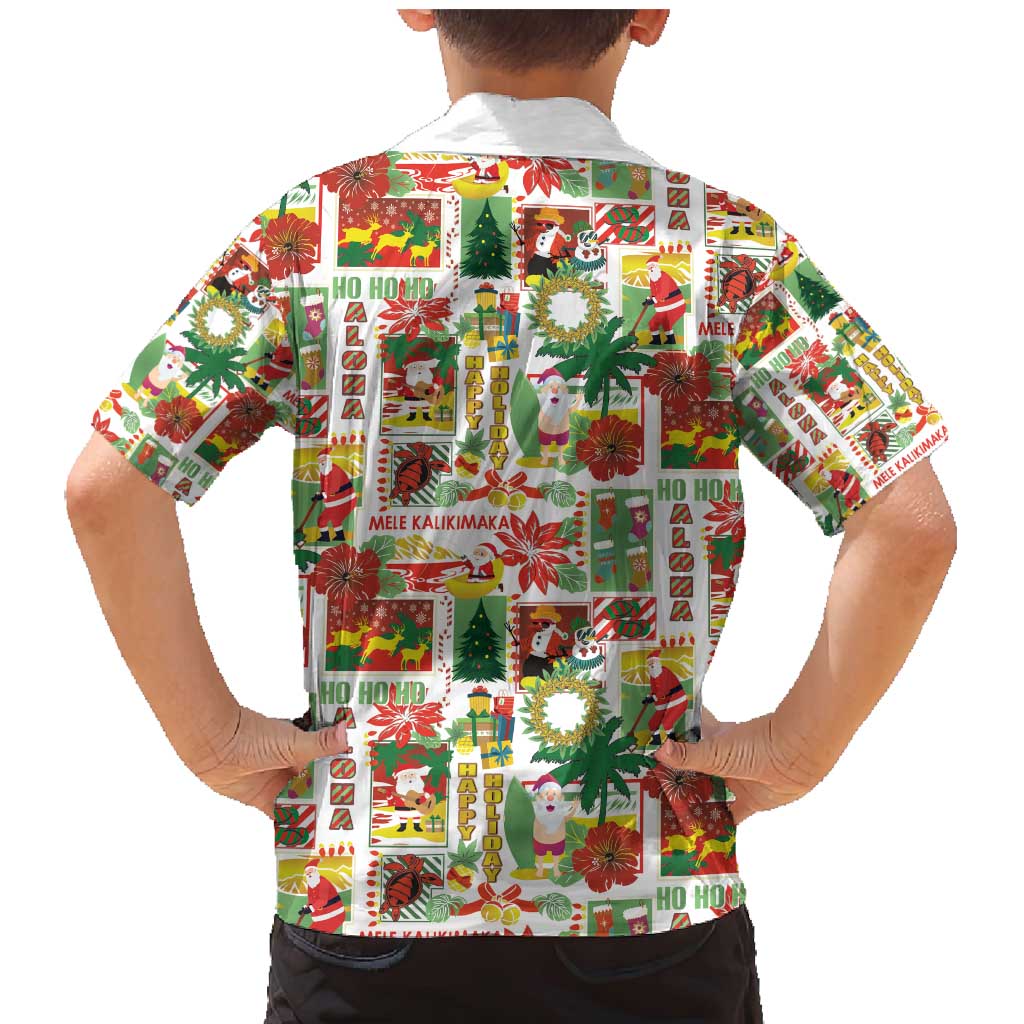 Hawaiian Santa Christmas Pattern Family Matching Mermaid Dress and Hawaiian Shirt White Version - Polynesian Pride