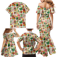 Hawaiian Santa Christmas Pattern Family Matching Mermaid Dress and Hawaiian Shirt White Version - Polynesian Pride