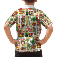 Hawaiian Santa Christmas Pattern Family Matching Off Shoulder Short Dress and Hawaiian Shirt White Version - Polynesian Pride