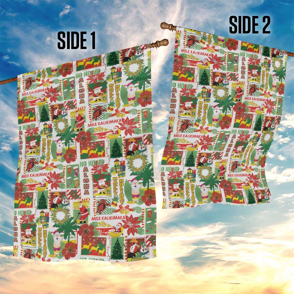 Hawaiian Santa Christmas Pattern Garden Flag White Version - Polynesian Pride