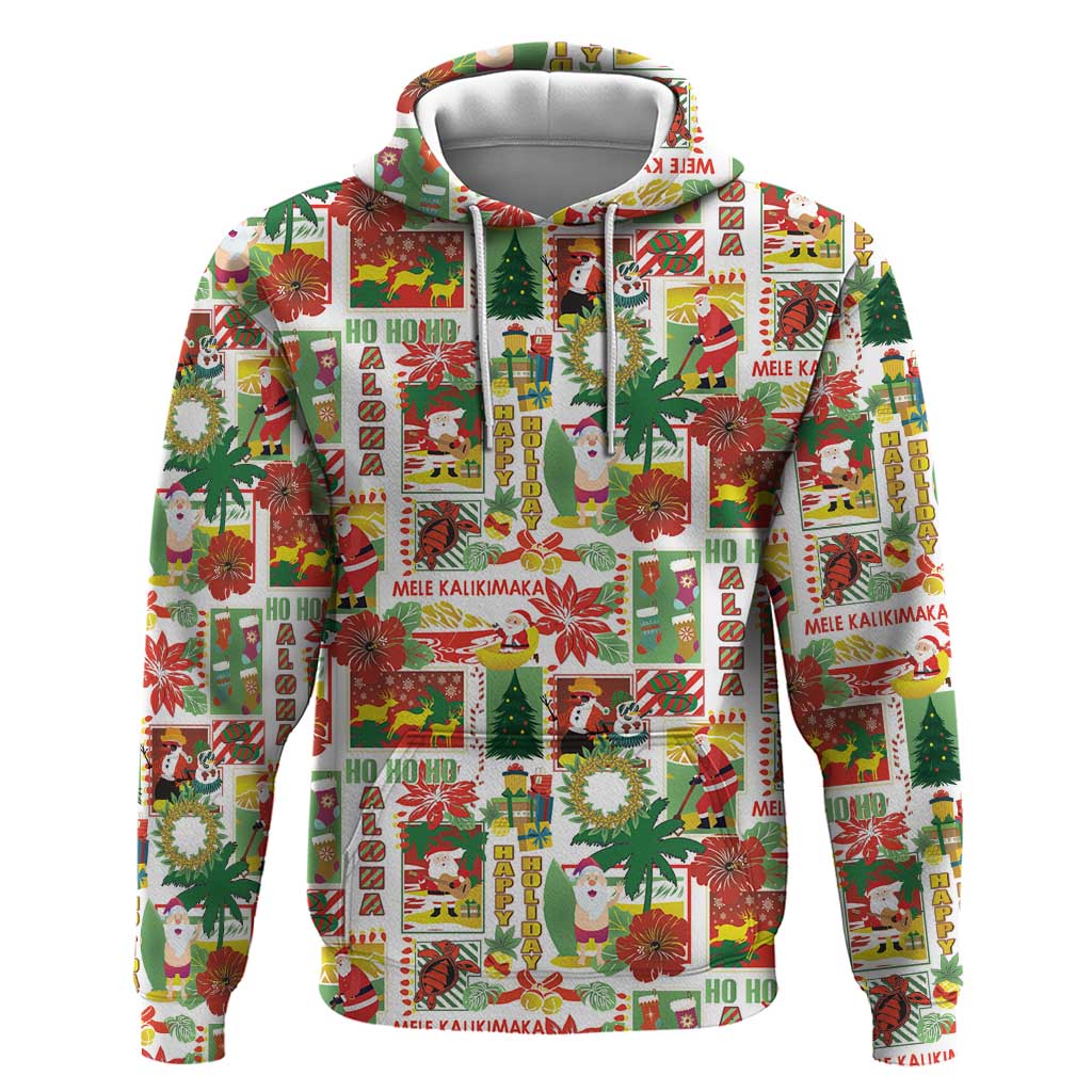Hawaiian Santa Christmas Pattern Hoodie White Version - Polynesian Pride