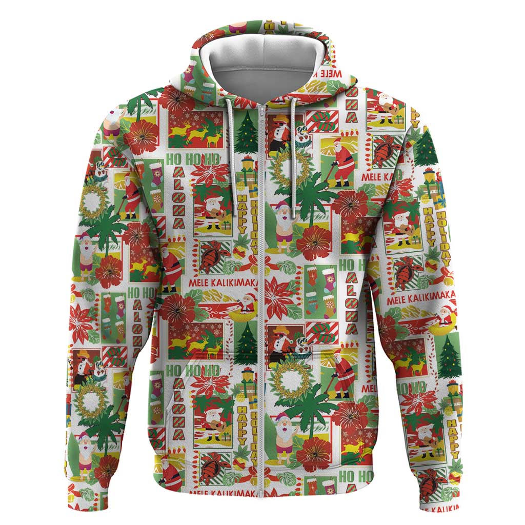 Hawaiian Santa Christmas Pattern Hoodie White Version - Polynesian Pride